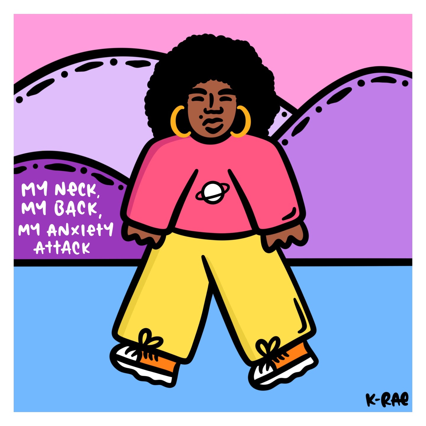 My Neck, My Back, My Anxiety Attack Square Print