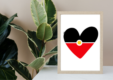 NAIDOC Aboriginal Flag Heart A5 Print