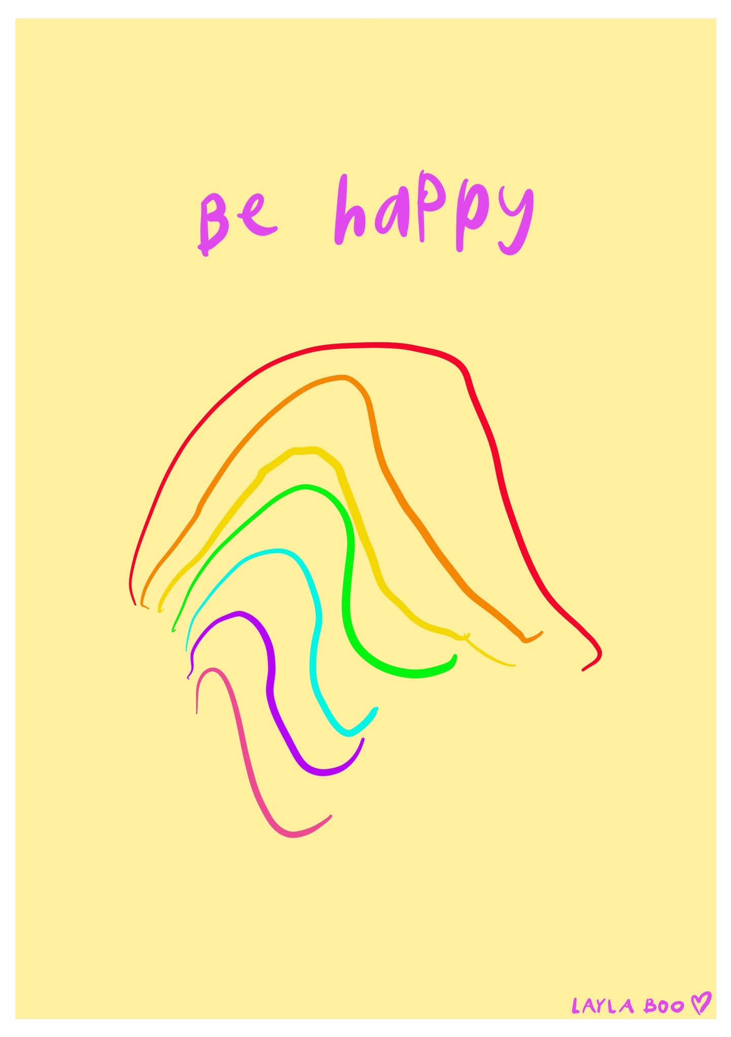 Be Happy by Layla Boo A5 Print
